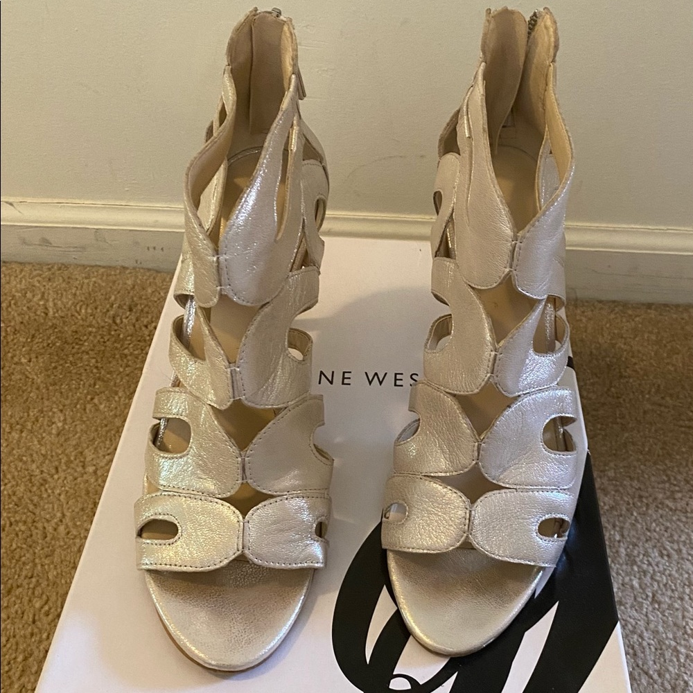 Silver Nine West Sandals. Barely worn. Comfortable and cute.